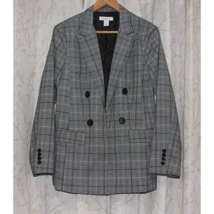 Liz Claiborne Womens Plaid Blazer Jacket‎ Size 10 Gray/Black